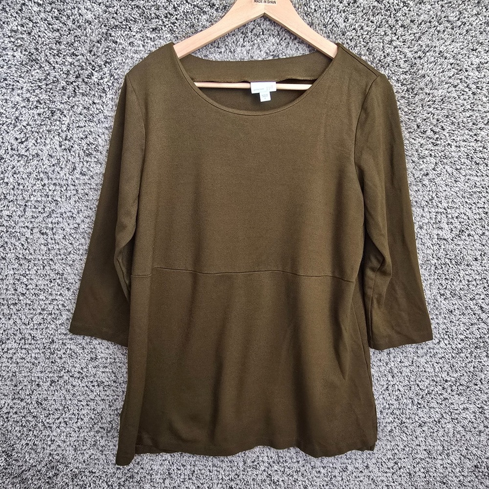 J Jill Top Womens Medium Green Scoop Neck Ponte Tunic Stretch Casual Ladies